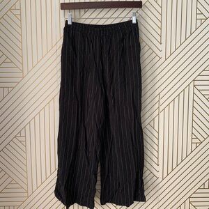 NLT Linen Blend Striped wide leg Pants Lagenlook boho bohemian coastal cowgirl S